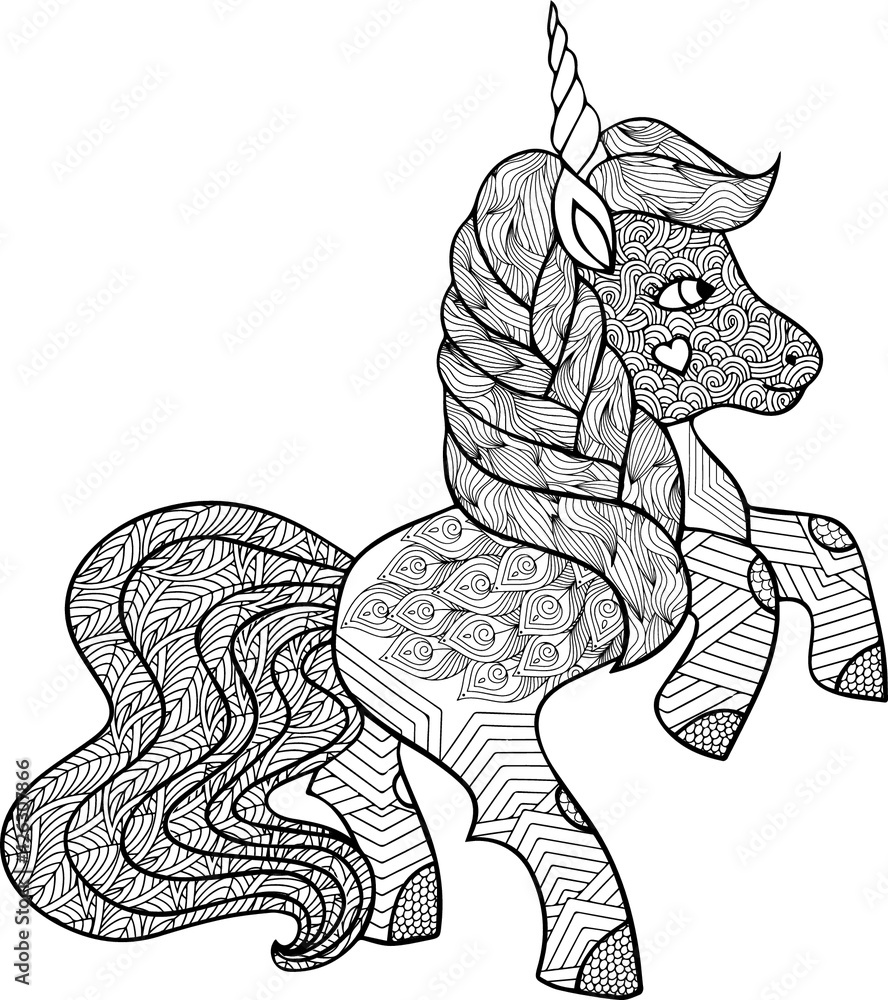 Unicorn mandala vector and coloring page vector