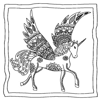 Unicorn mandala and zentangle designs coloring book