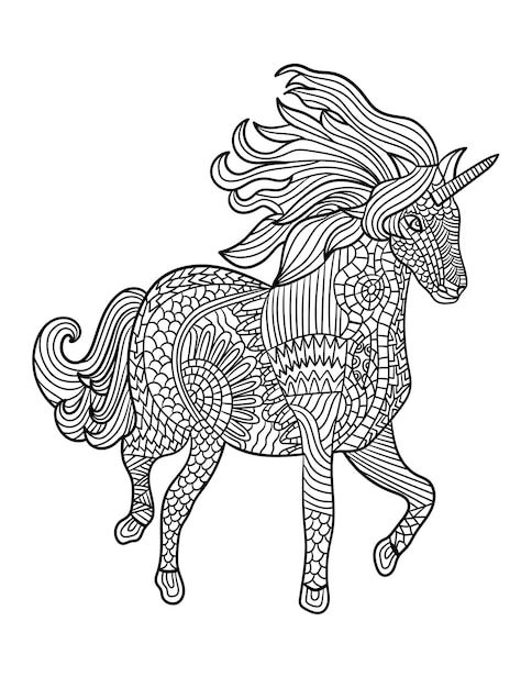 Premium vector unicorn mandala coloring pages for adults