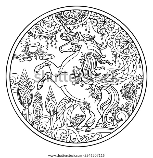 Unicorn mandala billeder stock