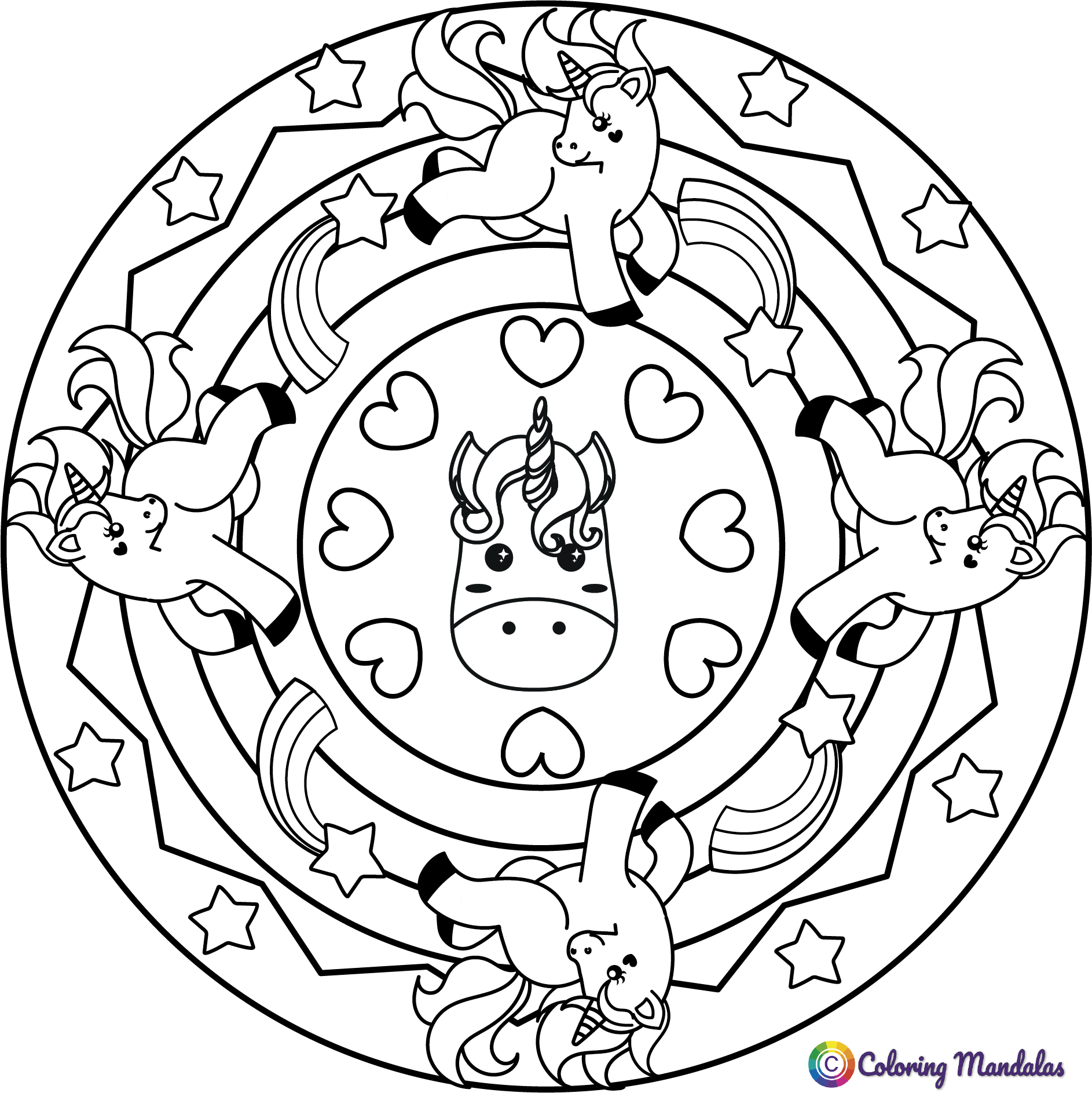 Unicorns mandalas