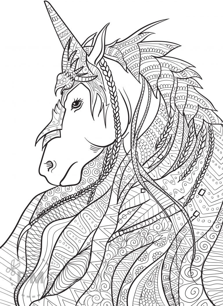 Unicorn mandala coloring page for teens and adults