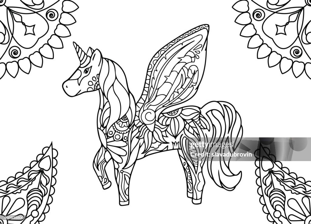 Unirn with mandalas loring page high