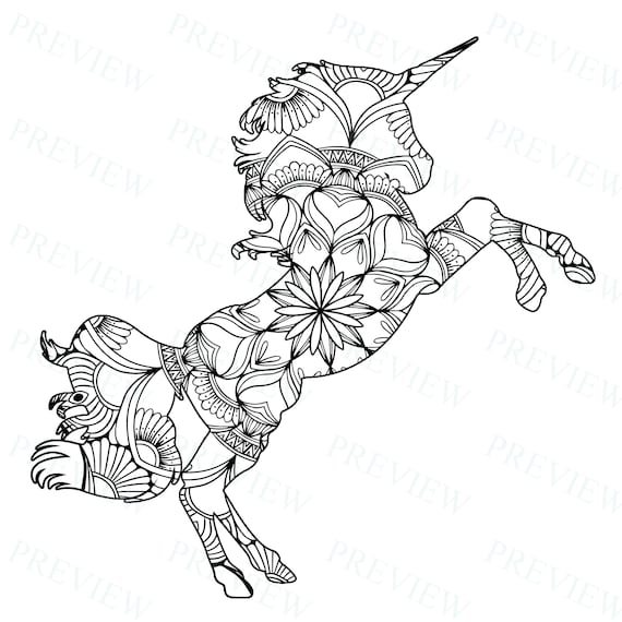 Mandala unicorn mandala coloring pages mercial license adorable unicorns design fun for coloring books kdp lulu png