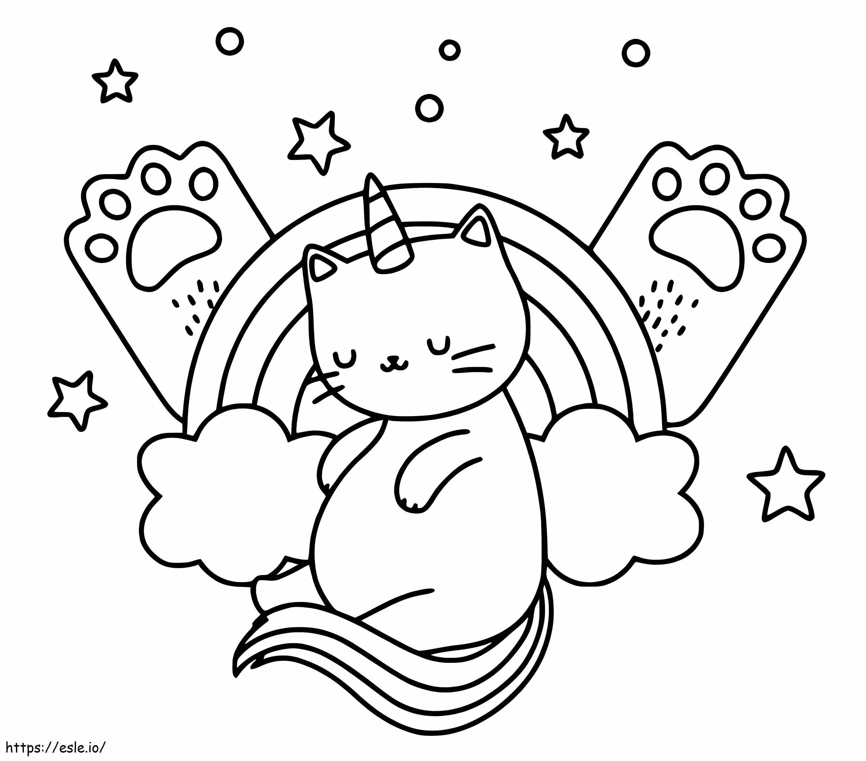 Amazing unicorn cat coloring page