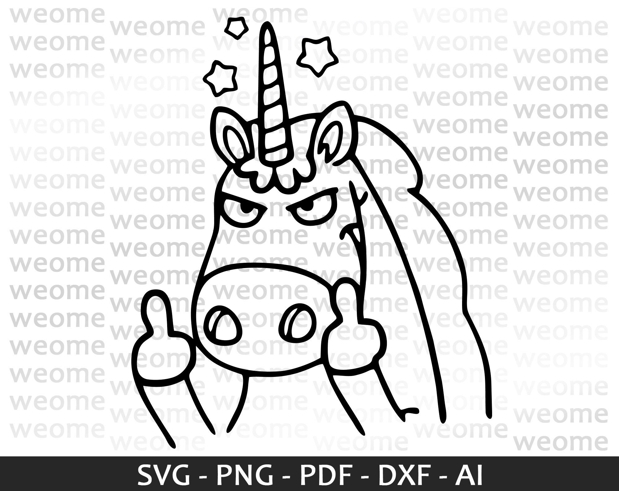 Unicorn middle finger svg