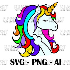 Unicorn middle finger svg