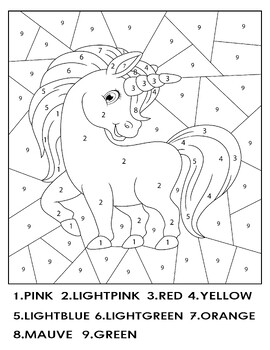 Unicorn coloring pages by numbers for kids by educationfirst tpt