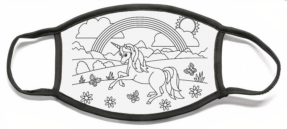 Kids rainbow unicorn coloring page face mask by crista forest