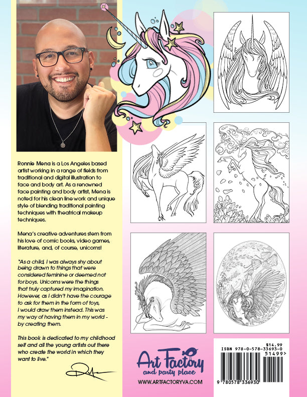 The coloring book of unicorns by ronnie mena â art factory play cafe and party place