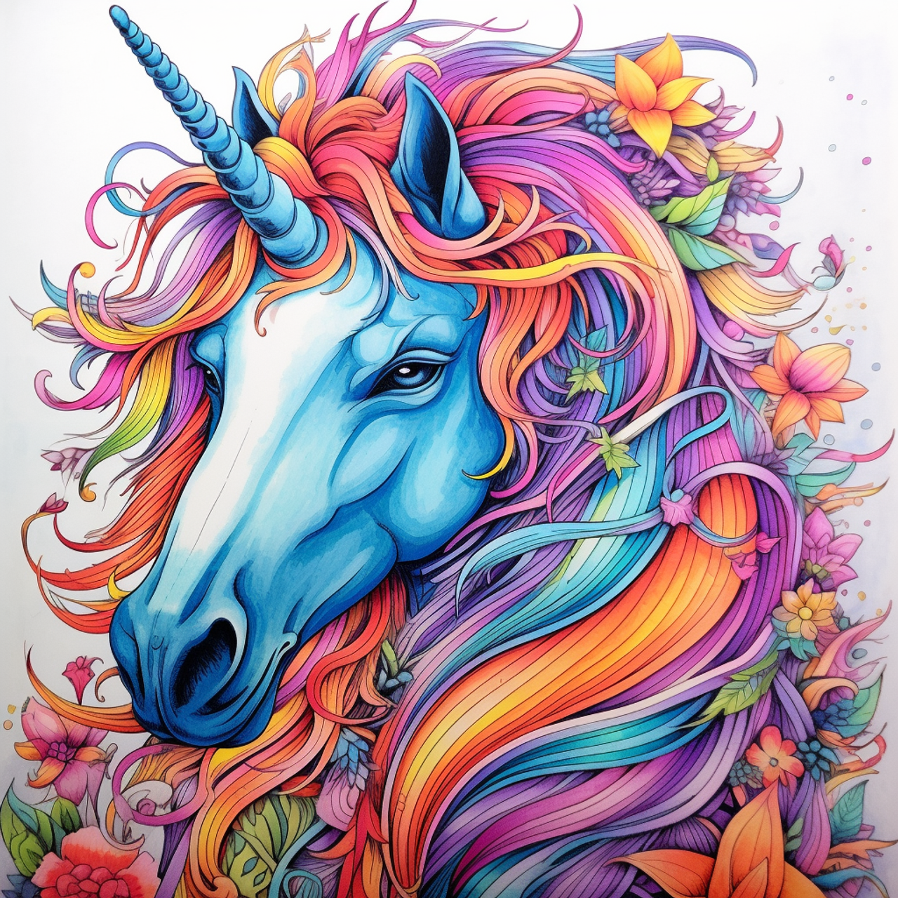 D diamond painting blue face unicorn kit