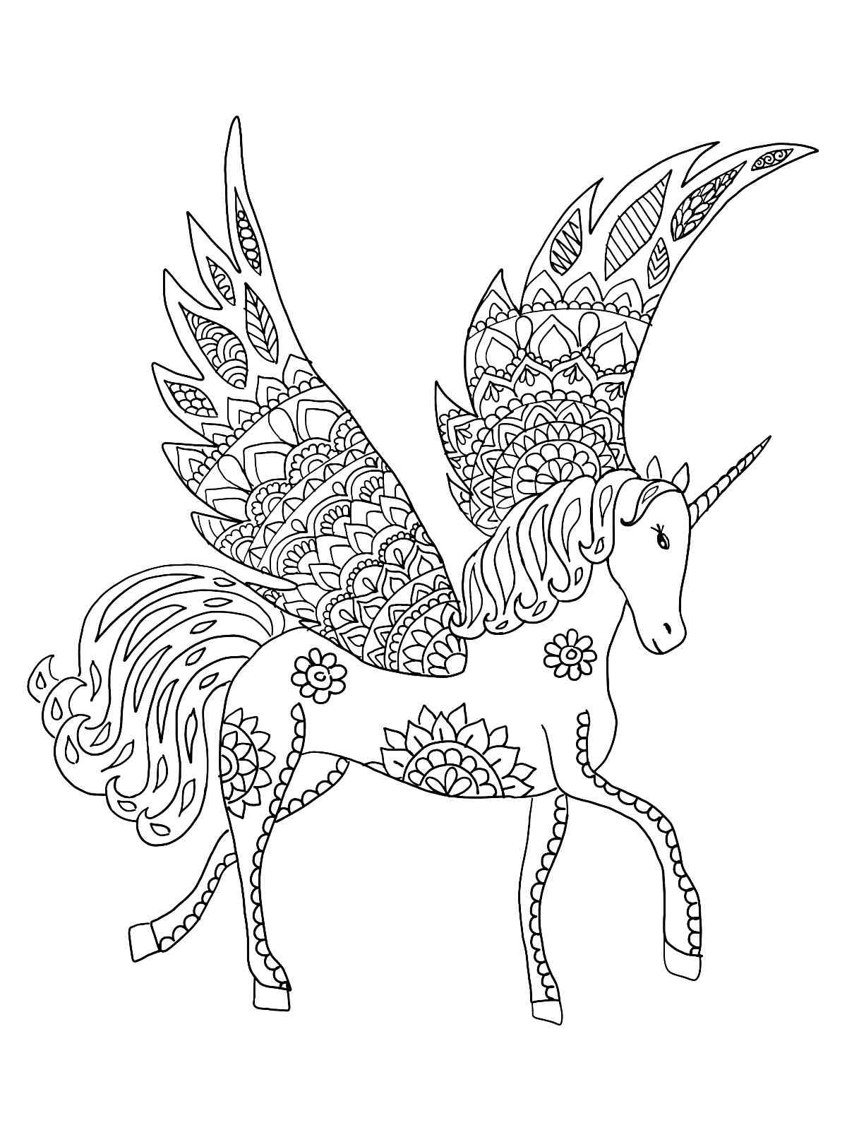 Pegasus coloring pages for adults