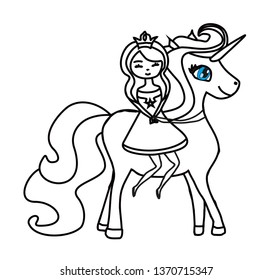 Beautiful young princess unicorn coloring book stock vector royalty free