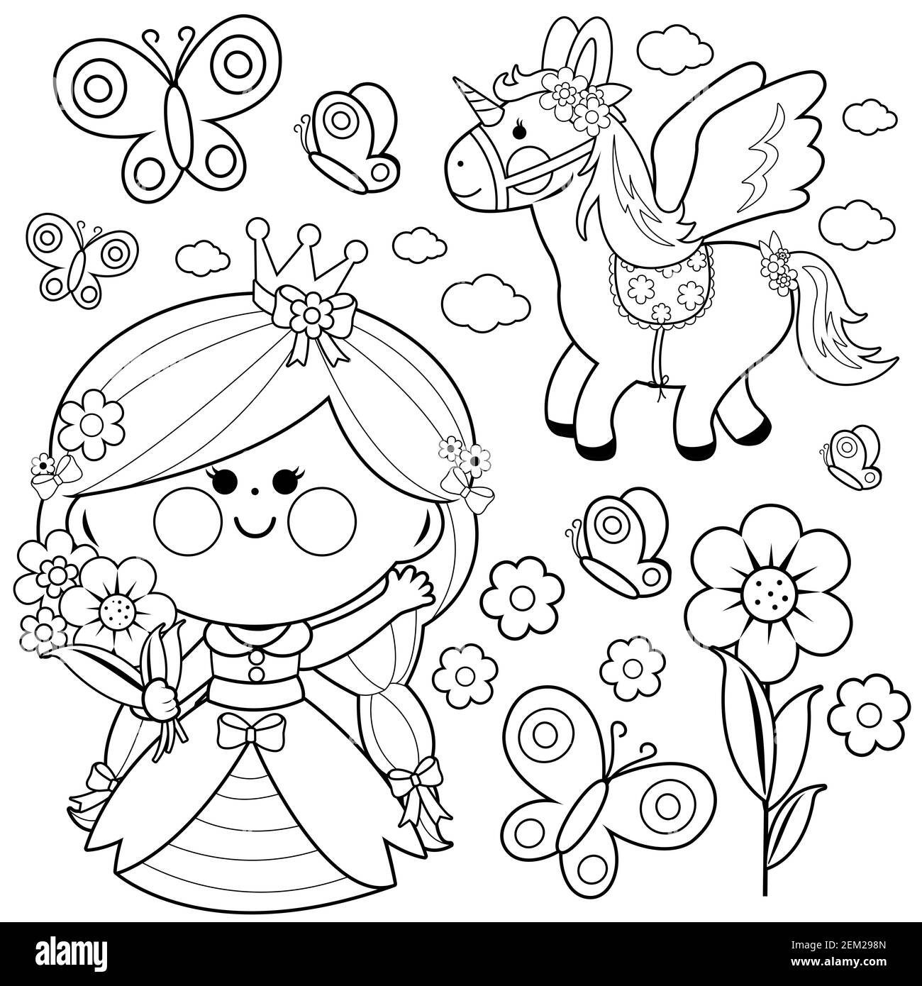 Coloring page unicorn hi