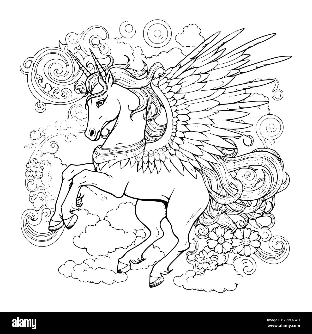 Coloring page unicorn hi
