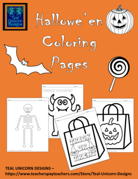 Halloween coloring pages from teal unicorn designs by teal unicorn designs