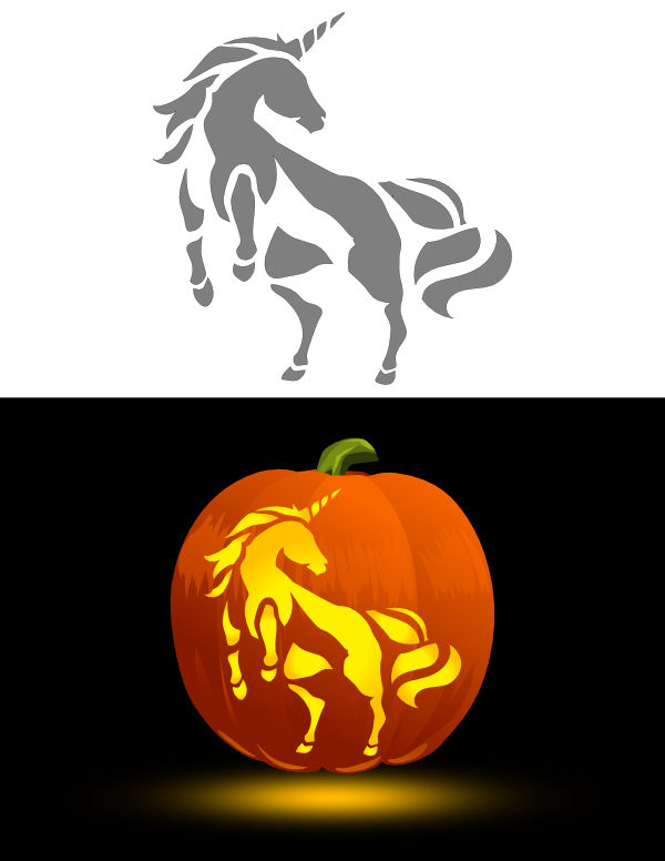 Printable unicorn pumpkin stencil