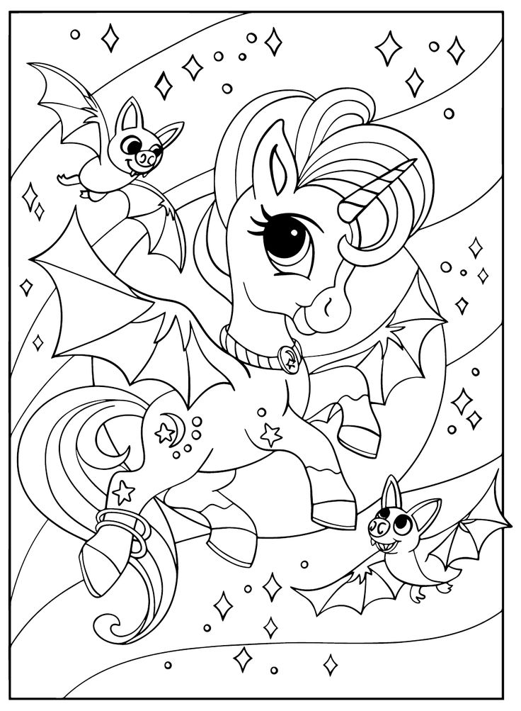 Halloween unicorn coloring pages