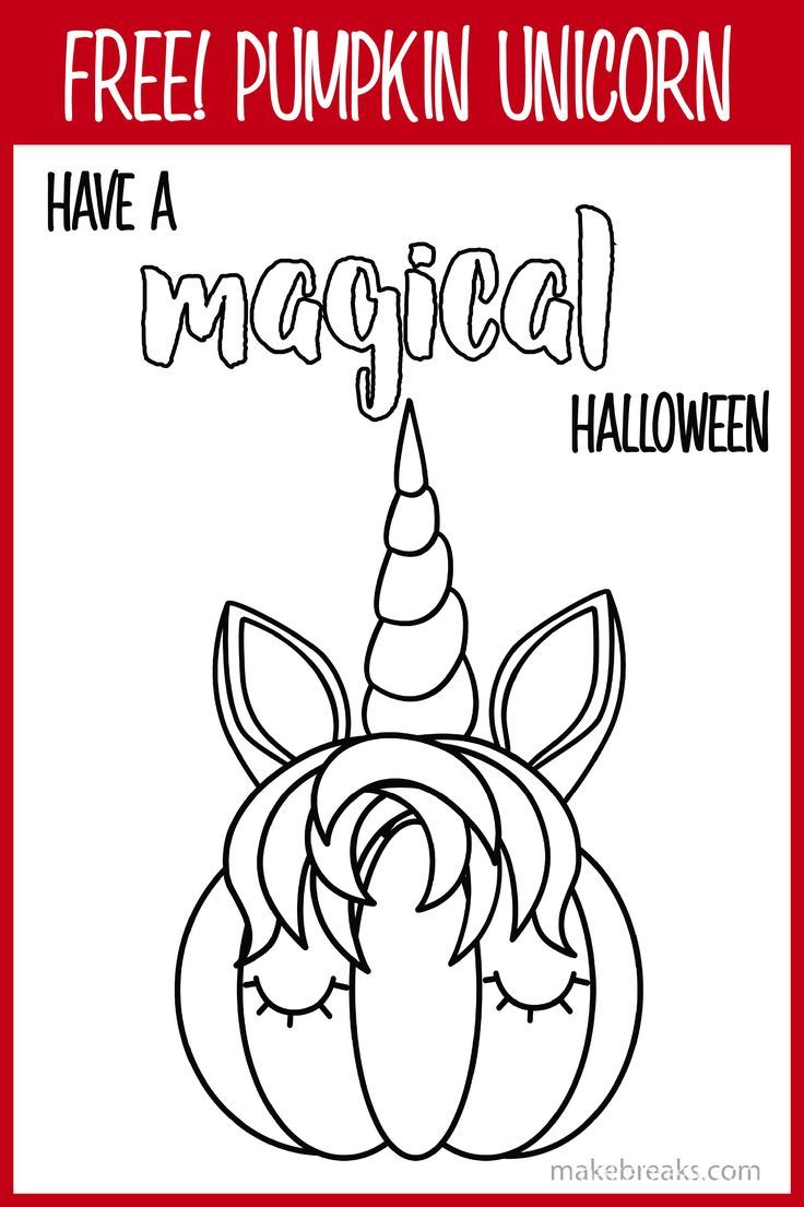 Free pumpkin unicorn magical coloring page
