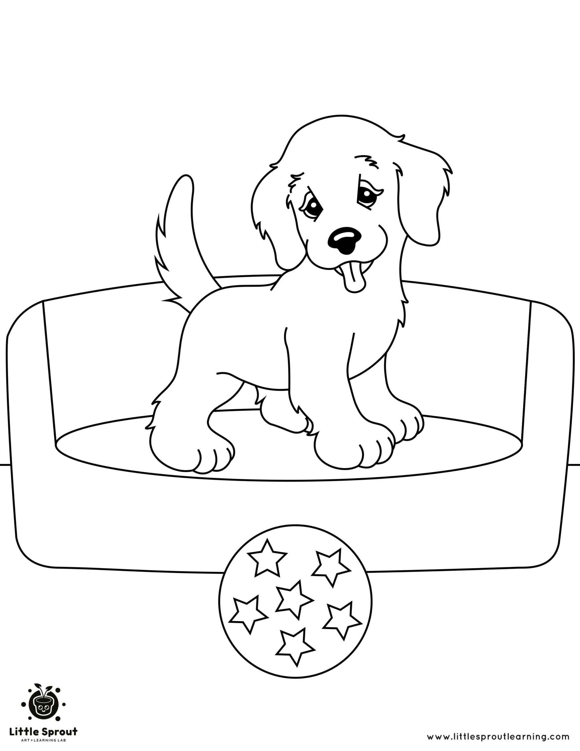 Adorable puppy coloring page little sprout art