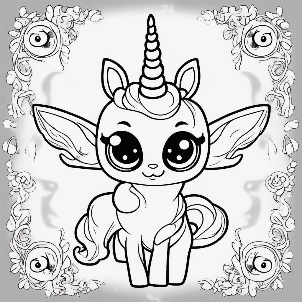 Black and white line trace adobe illustrator unicorn for coloring