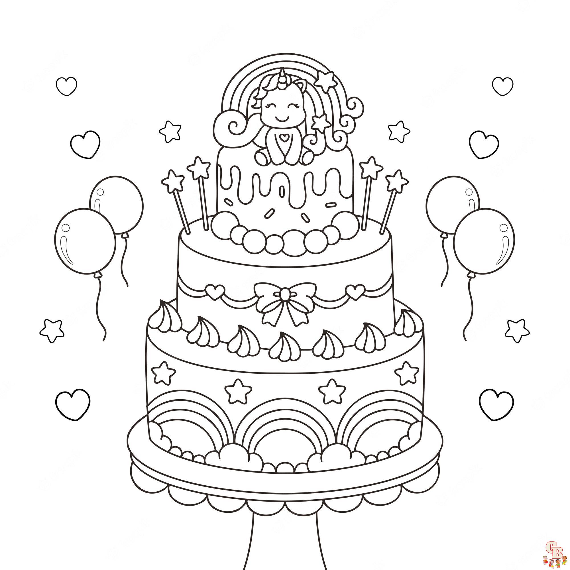 Cute cake coloring pages