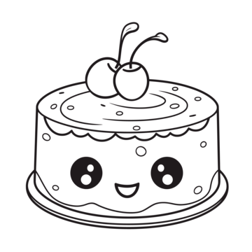 Cake coloring page png vector psd and clipart with transparent background for free download