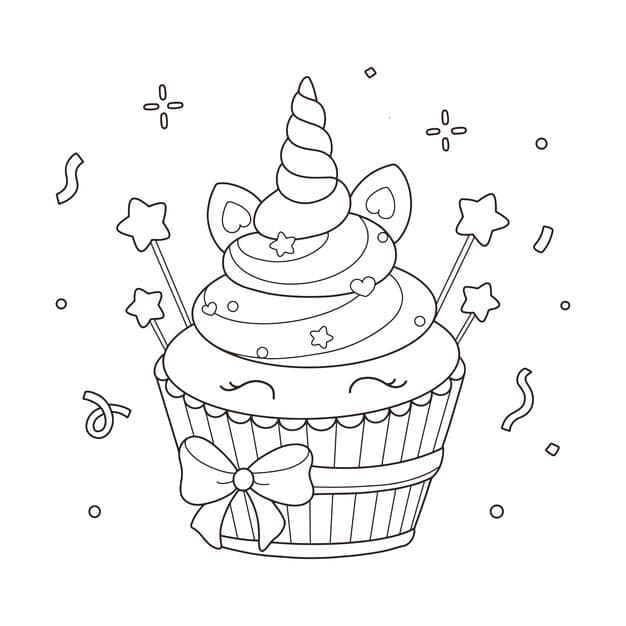 Unicorn cake coloring pages