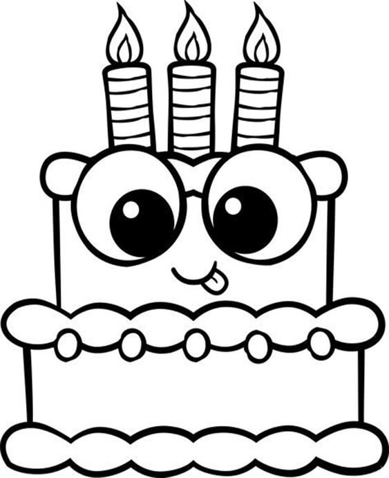 Free easy to print cake coloring pages