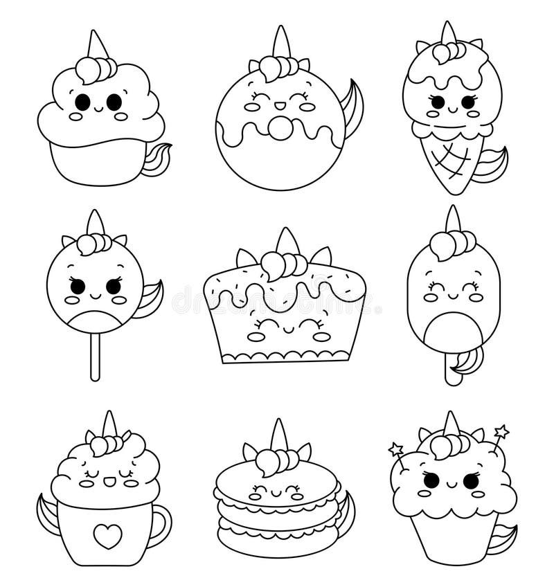 Donut coloring unicorn stock illustrations â donut coloring unicorn stock illustrations vectors clipart