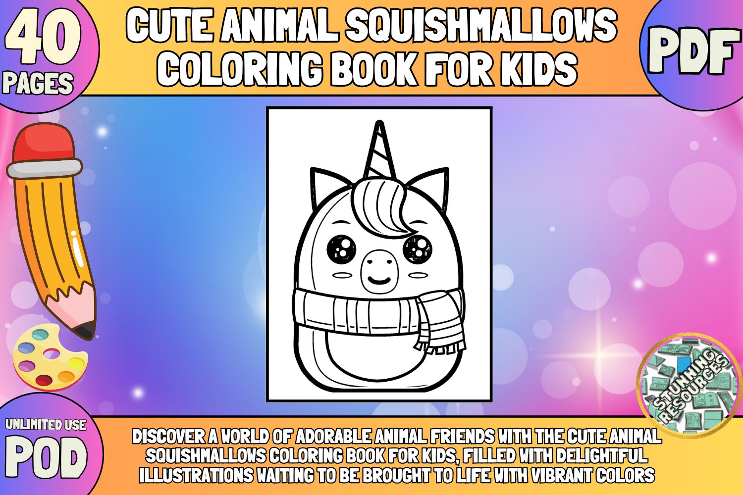 Cute animals squitshmallows coloring pages for kids adorable