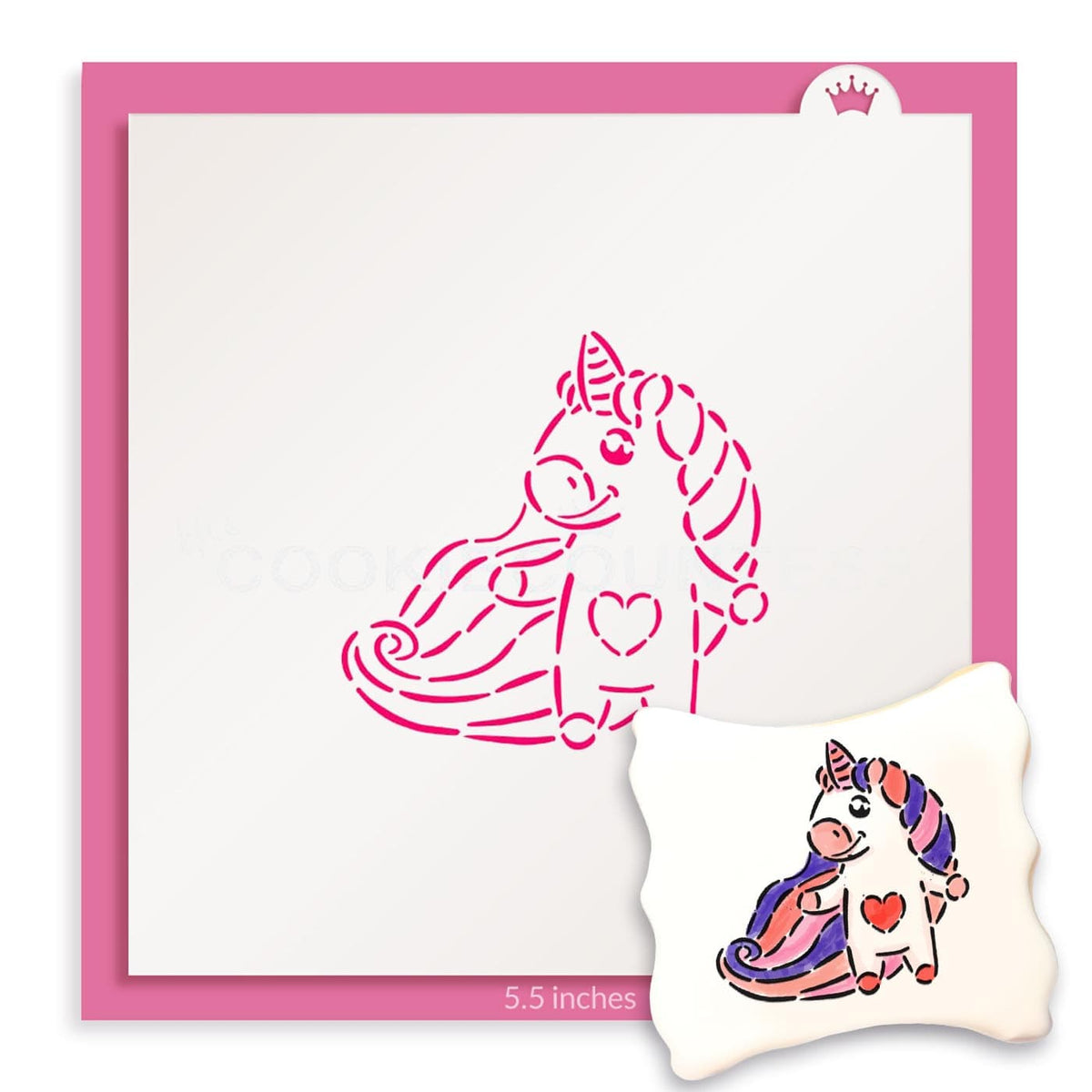 Unicorn with heart pyo stencil â the cookie countess