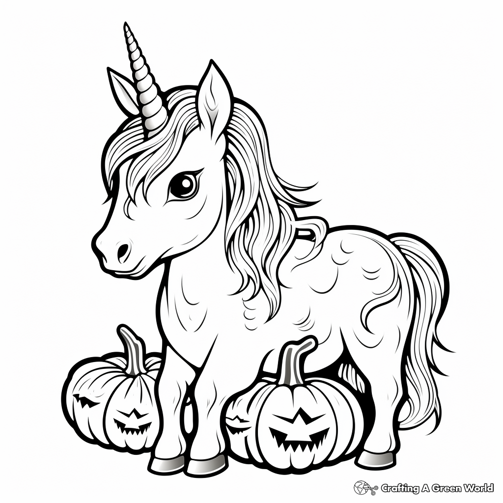 Unicorn pumpkin coloring pages
