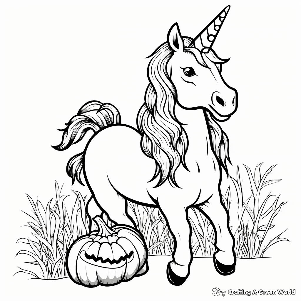 Unicorn pumpkin coloring pages