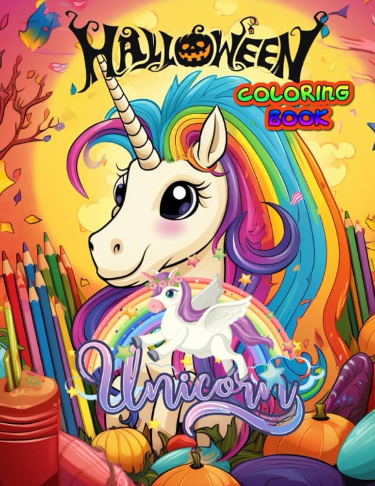 Unicorn halloween coloring book a collection of over fun and cute unicorn halloween coloring pages for kids toddlers and preschool lots of fun unicorn design for halloween mills jakobe