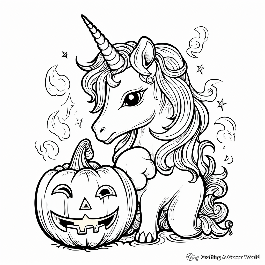 Unicorn pumpkin coloring pages