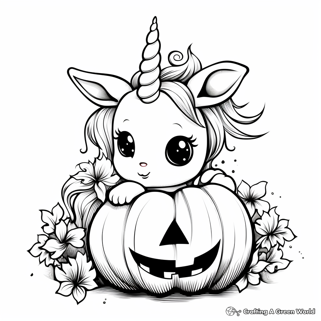 Unicorn pumpkin coloring pages