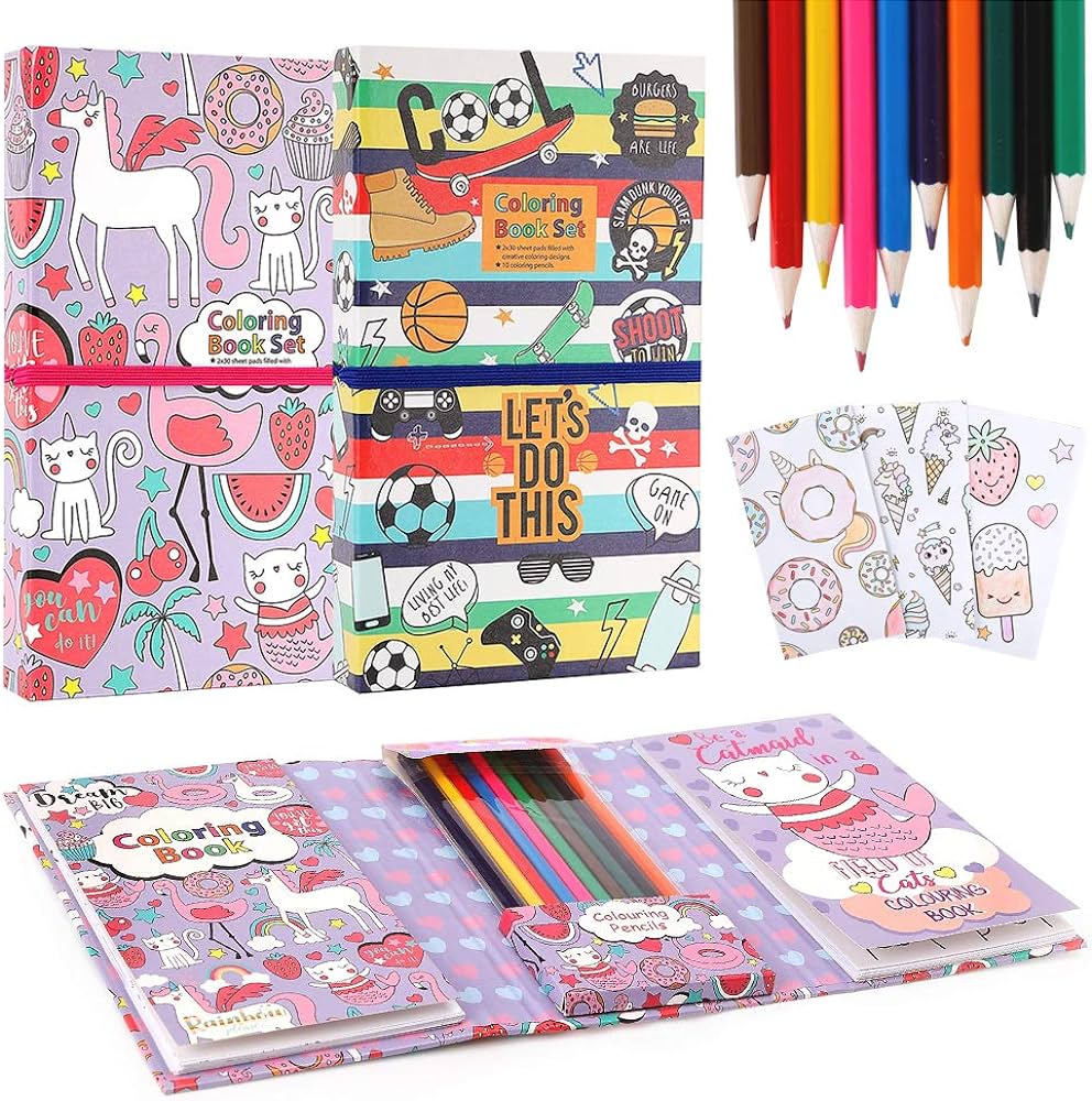 Unicorn coloring pads set for girls unicorn coloring book set with coloring pages and coloring pencils for drawing painting coloring kit for girls boys kids ages