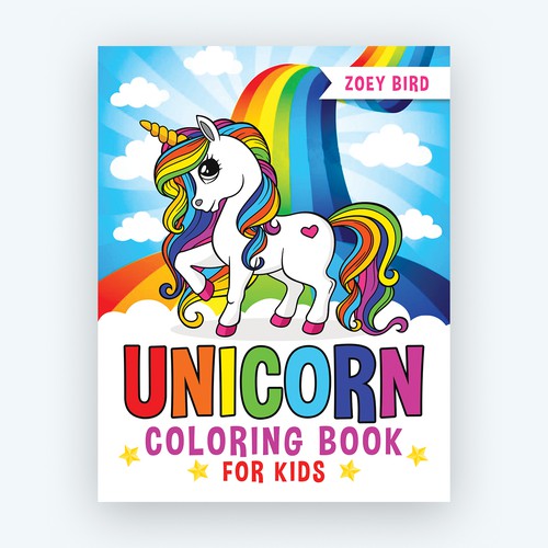Design a unicorn coloring book for kids cover book cover contest