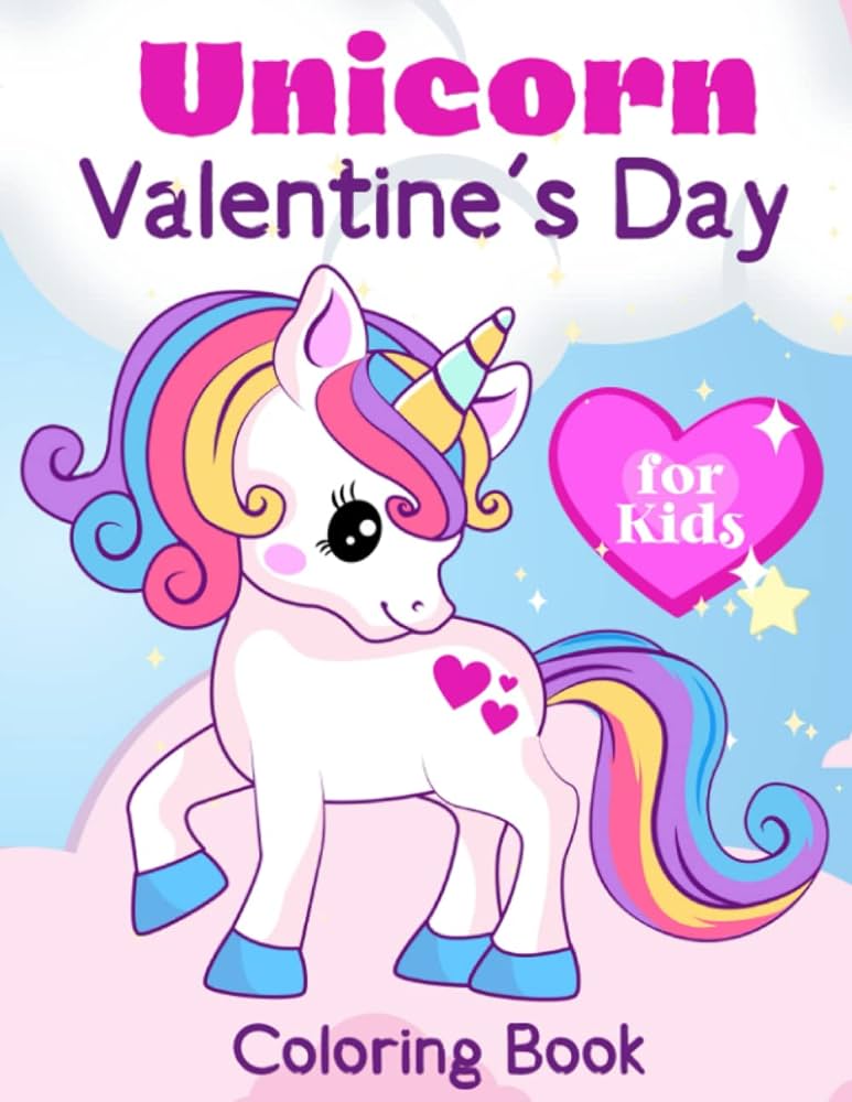 Unicorn valentines day coloring book for kids book to color for girls with hearts rainbows pictures valentine coloring book sylvia norton libros