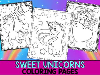 Sweet unicorns coloring pages
