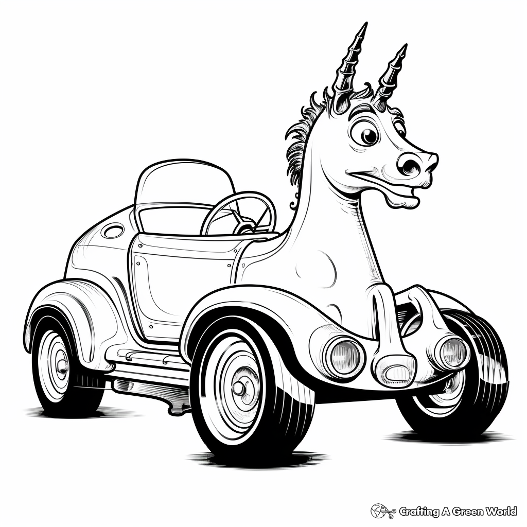Unicorn car coloring pages