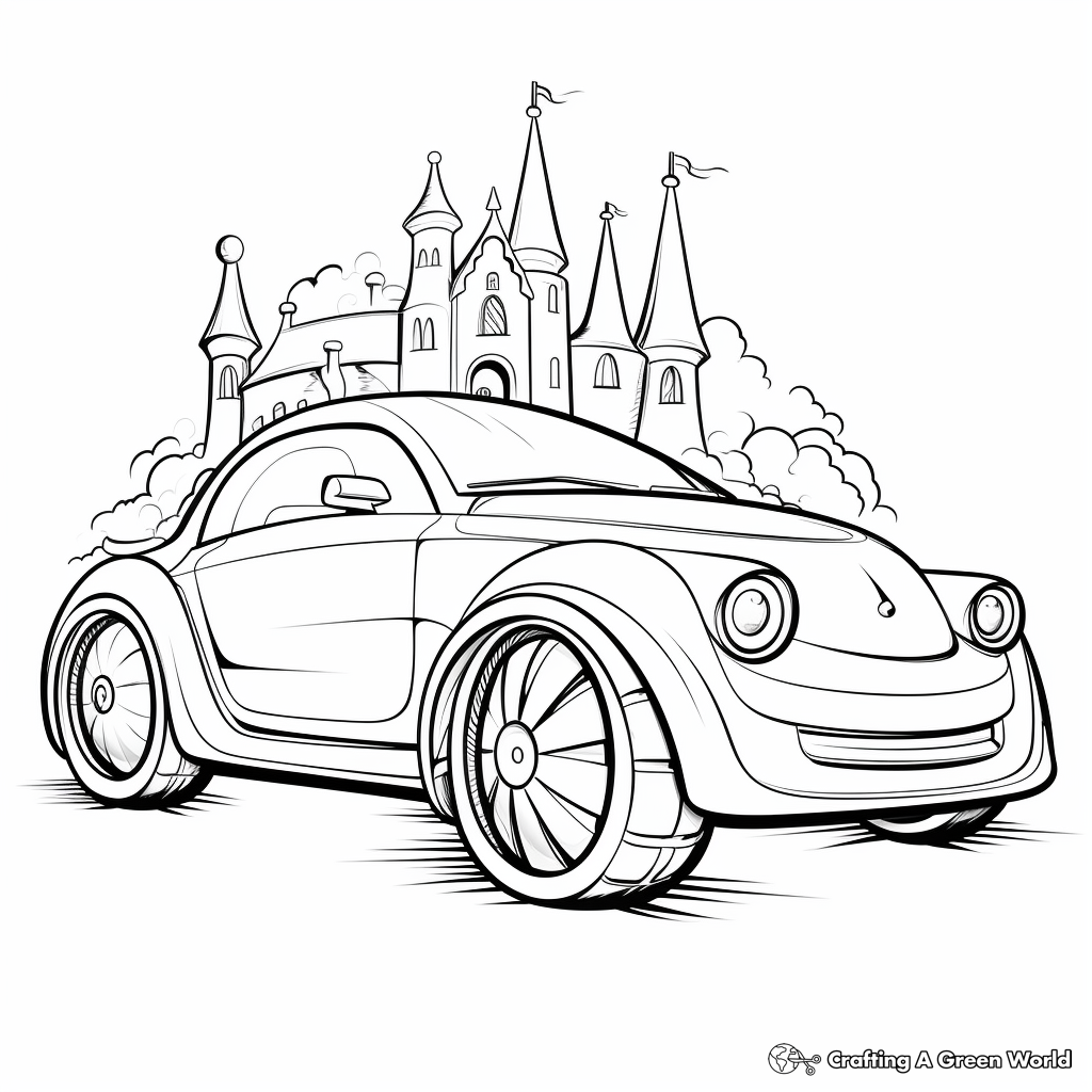 Unicorn car coloring pages