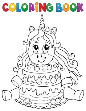 Unicorn cake coloring images â browse photos vectors and video