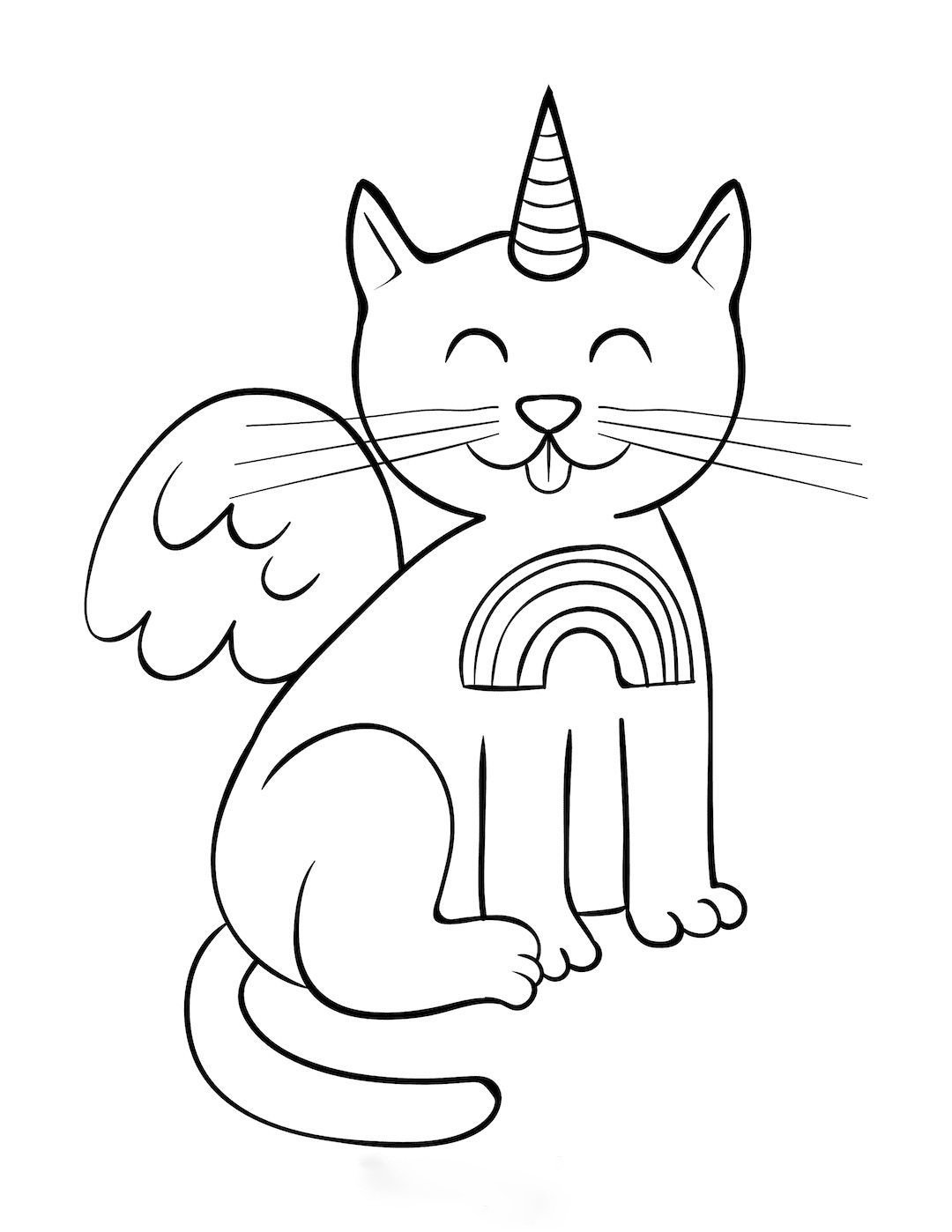 Unicorn cat coloring pages printable for free download