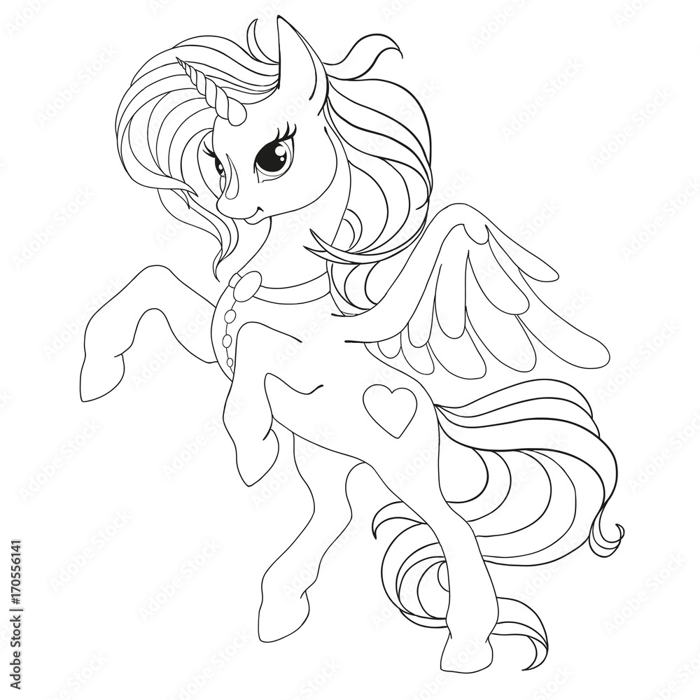 Coloring book page the unicorn is fabulous a horse with wings vector illustration isolated vector
