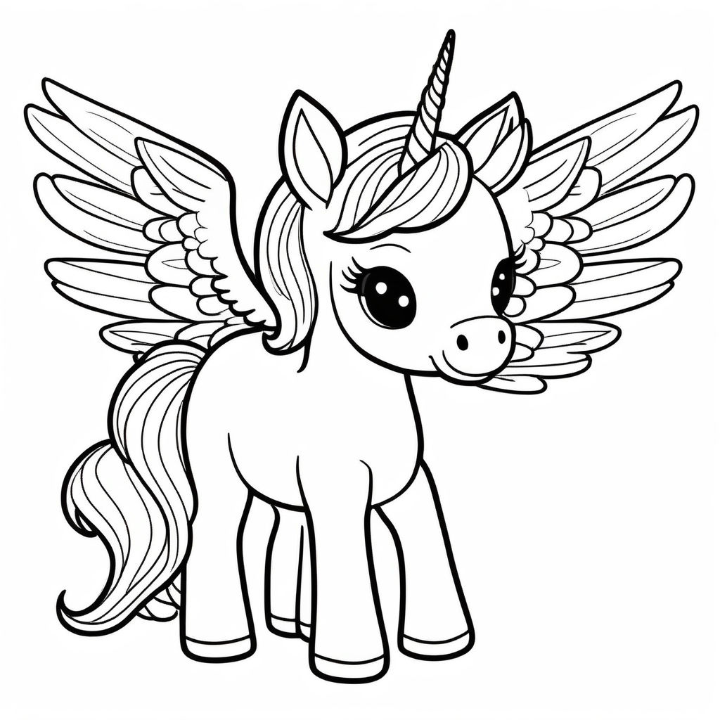 Unicorn with wings coloring pictures