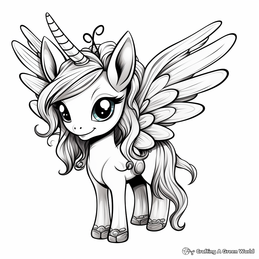 Unicorn with wings coloring pages