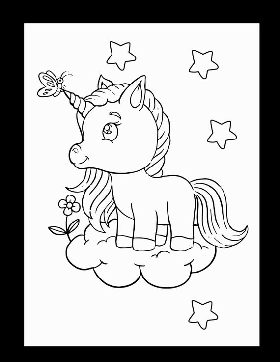 Unicorn coloring pages for iinstant download printable unicorn with wings fun unicorn coloring pages instant download