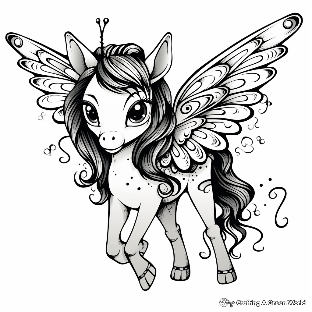 Unicorn with wings coloring pages